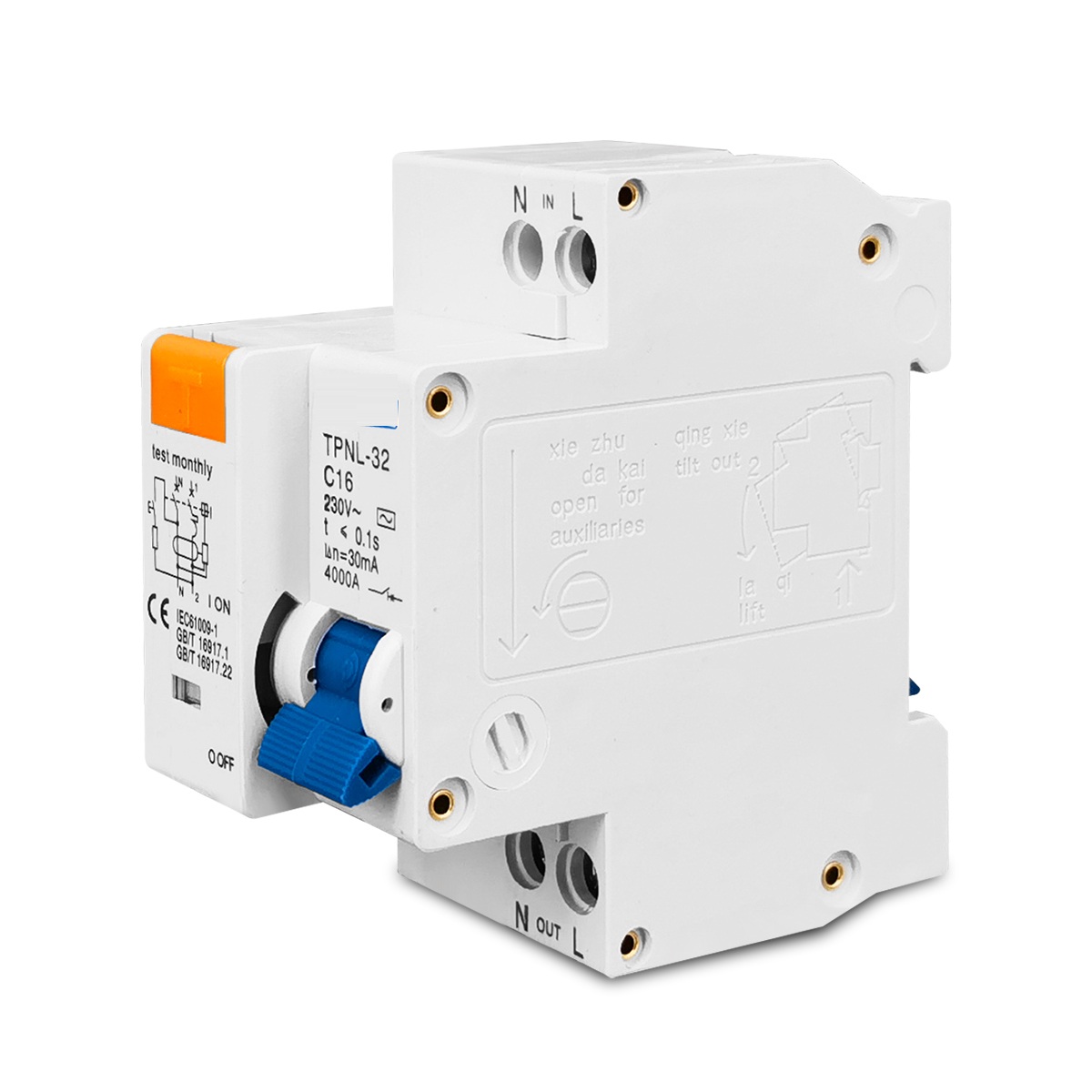 TPNL DPNL 230V 1P+N Residual Current Circuit Breaker with Over and Short Current Leakage protection RCBO MCB - Image 2