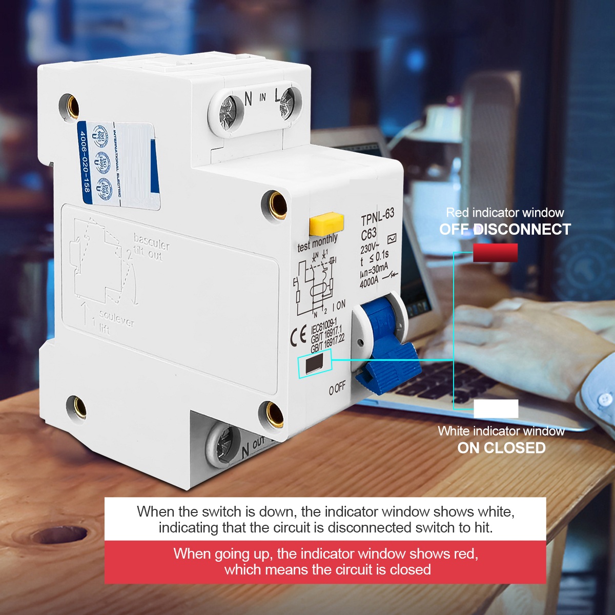 TPNL DPNL 230V 1P+N Residual Current Circuit Breaker with Over and Short Current Leakage protection RCBO MCB - Image 3