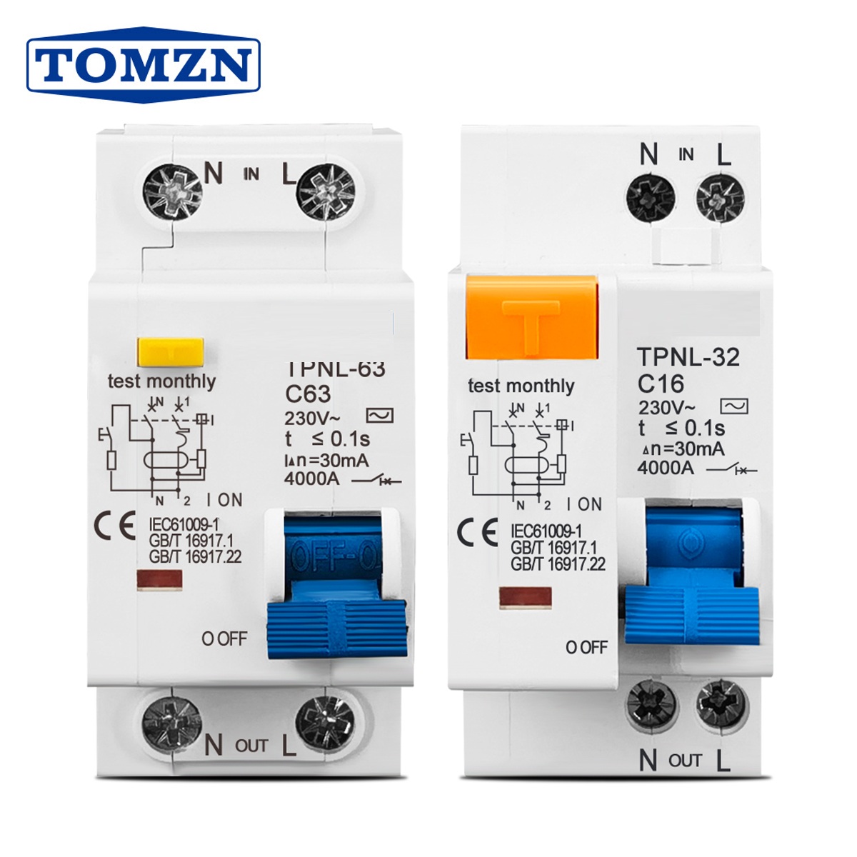 TPNL DPNL 230V 1P+N Residual Current Circuit Breaker with Over and Short Current Leakage protection RCBO MCB - Image 4