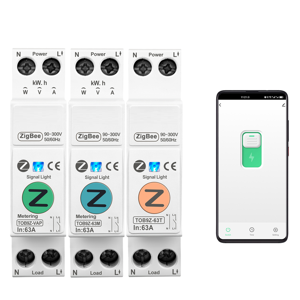 YUANGOU Zigbee 63A 1P+N WIFI Smart Switch Energy Meter Kwh Metering Monitoring Circuit Breaker Timer Relay MCB TUYA Smartlife