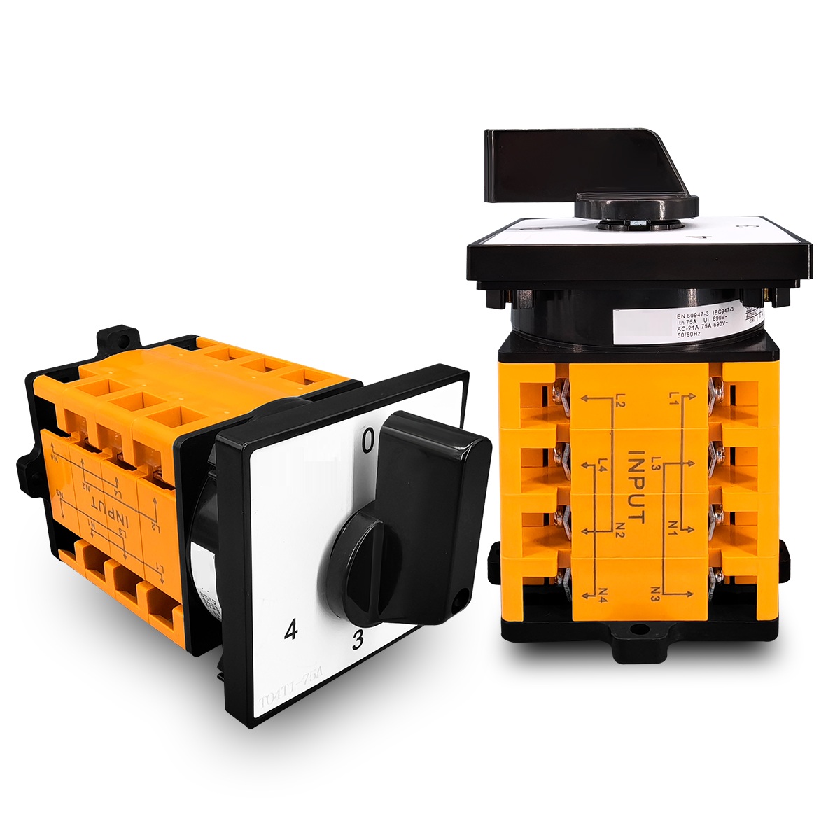 YUANGOU TO4T1-75A 4 Steps 4 Input 1 Output Cam Changeover Switch 230V 75A Single Phase 0-1-2-3-4