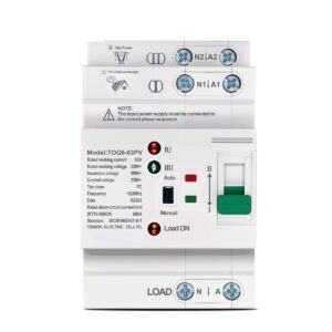 YUANGOU Din Rail PV ATS L N 220V Small Dual Power Automatic Transfer Electrical Selector Switches Uninterrupted 2P 63A TOQ6