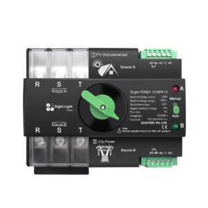 YUANGOU Din Rail 3 phase ATS 3P 63A 100A 125A 230V Dual Power Automatic Transfer Electrical Selector Switch Uninterrupted TOQ7