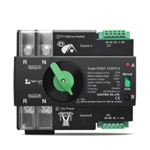 YUANGOU 220V 230V Din Rail ATS Dual Power Automatic Transfer Electrical Selector Switch Uninterrupted 2P 63A 100A 125A TOQ7 PV