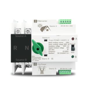 YUANGOU Single Phase Din Rail ATS for PV Inverter Dual Power Automatic Transfer Selector Switches Uninterrupted 2P 63A 100A 125A