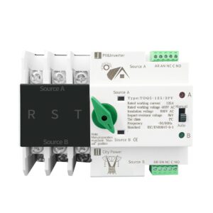 3P 3 Phase Din Rail ATS for PV and Inverter Dual Power Automatic Transfer Selector Switches Uninterrupted 63A 100A 125A